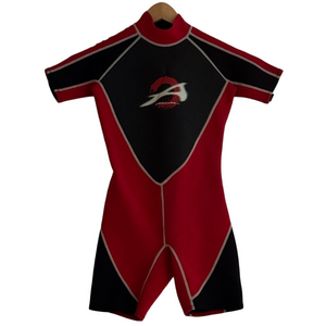 Attitude Red Black Shorty Wetsuit Youth Medium 10-12 Years Swim Surf Water Ski